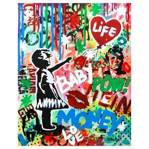 The Balloon by Nastya Rovenskaya Mixed Media on Canvas Hand Signed by the Artist